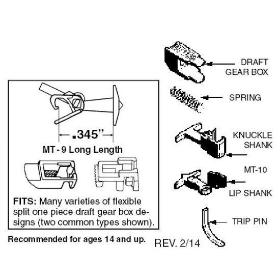 MT-9 Long "T" Shank Couplers w/Adapters 1129 Truck Mount Knuckle Coupler - 00130014 : N