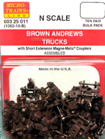 Brown Andrews Trucks w/Short Extension Magne-Matic Couplers (1052-10B) - 00325011 : N