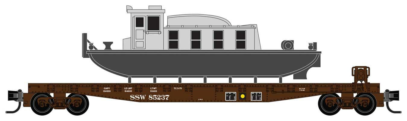 50' Fishbelly-Side Flatcar w/Tug Boat Load Kit - Cotton Belt SSW #85237 04500760 : N