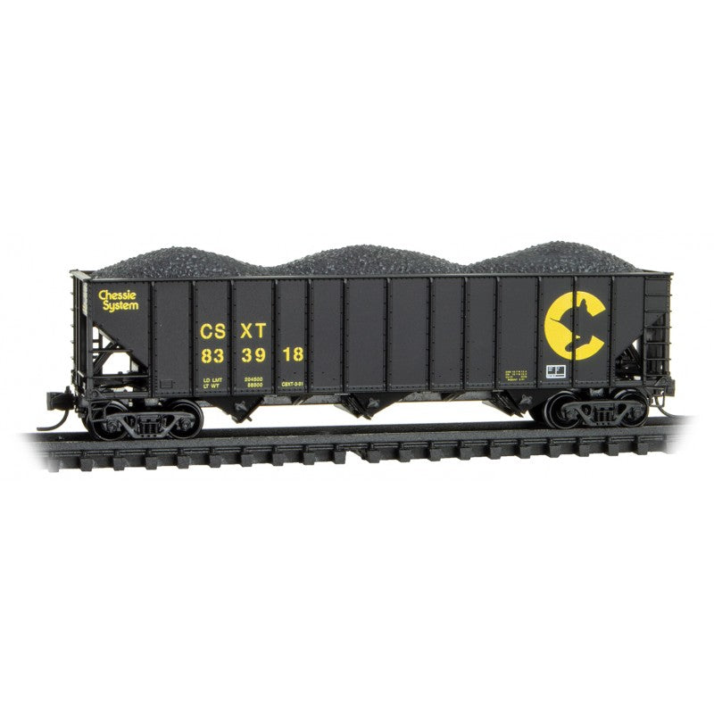 100-Ton 3-Bay Ribside Open Hopper w/Coal Load - CSX-10800442 : N