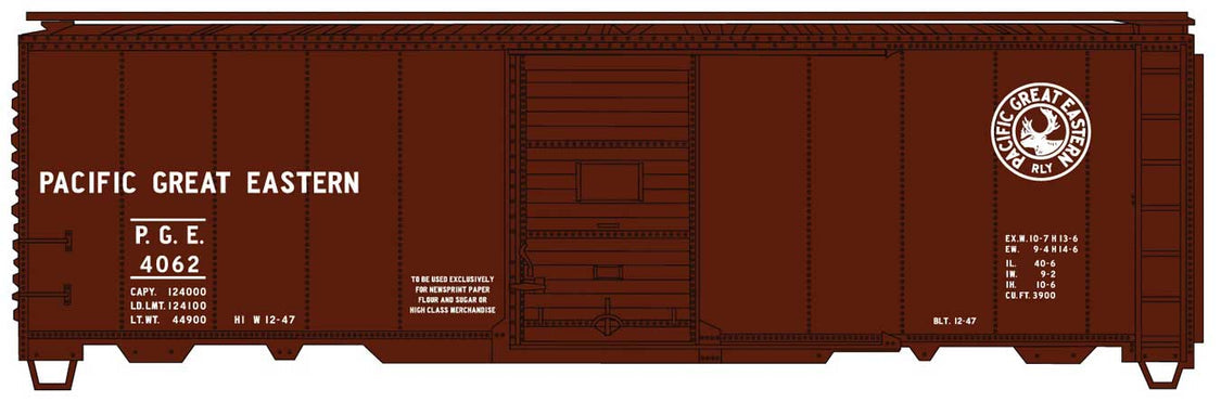AAR 40' Single-Door Steel Boxcar - Kit -- Pacific Great Eastern #4062 - 81933 : HO