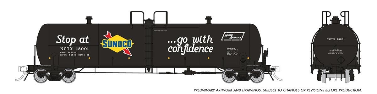 Procor 20K gal Tank Car: Sunoco (NCTX) : Single Car - 135018A : HO