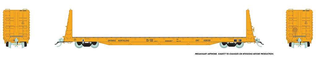 66' Marine Industries Bulkhead Flatcar - Ontario Northland - 147007A : HO