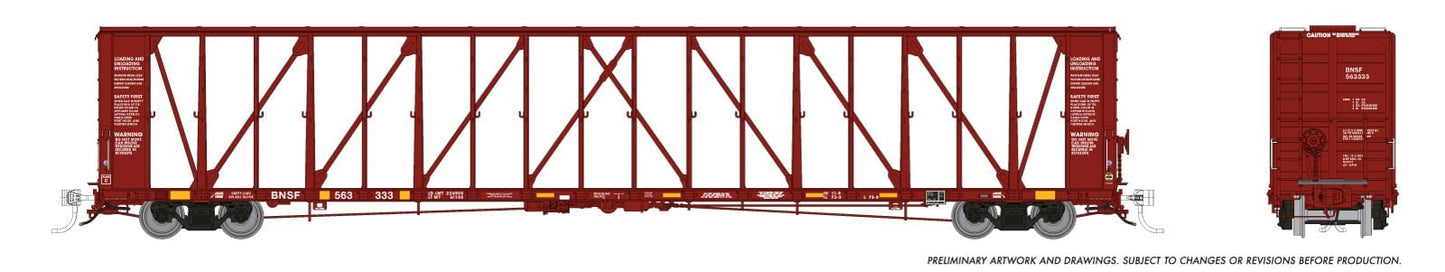 NSC 73' Centerbeam Flatcar - BNSF - Brown: Single Car #2 - 174009A : HO