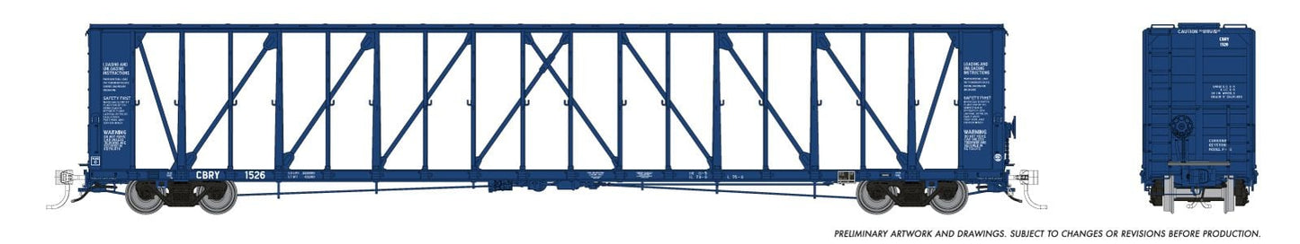 NSC 73' Centerbeam Flatcar - Copper Basin Railway - Blue: Single Car - 174011A : HO