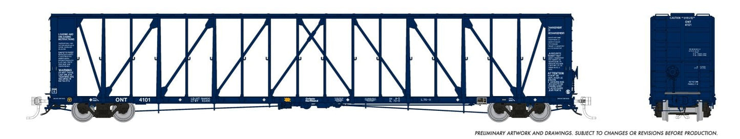 NSC 73' Centerbeam Flatcar - Ontario Northland - Blue: Single Car - 174013A : HO