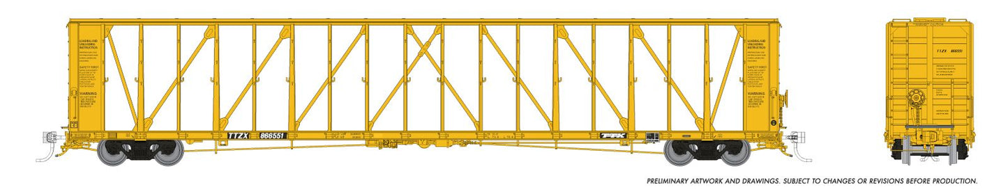 NSC 73' Centerbeam Flatcar - Trailer Train (TTZX) - Late, Flush Deck: Single Car - 174015A : HO