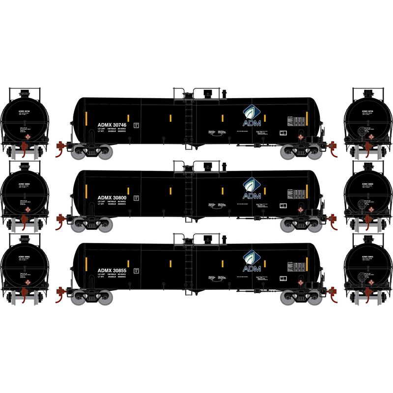 30K gal Ethanol Tank Car (3-Pack) ADMX 30746, 30800, 30855, Archer Daniels Midland - 18021 : N