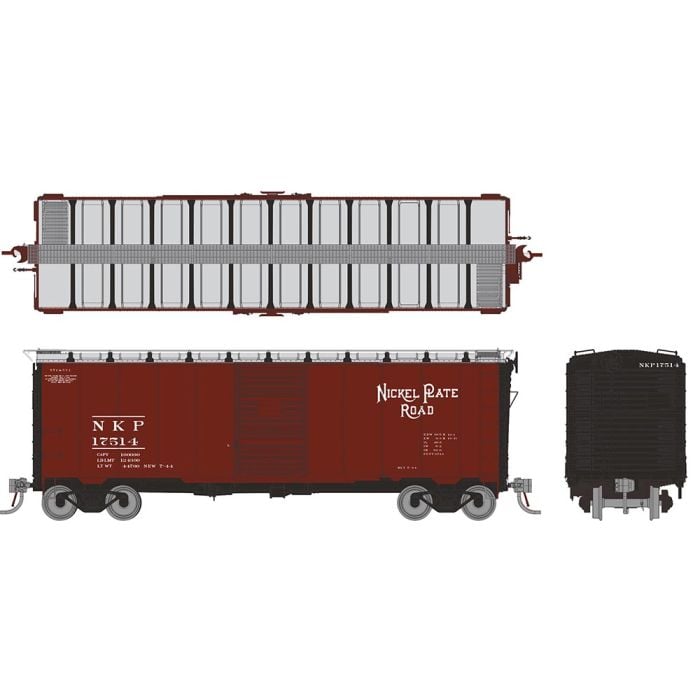 1937 AAR 40' Boxcar - Round corner: NKP: Single Car - 181006A : HO