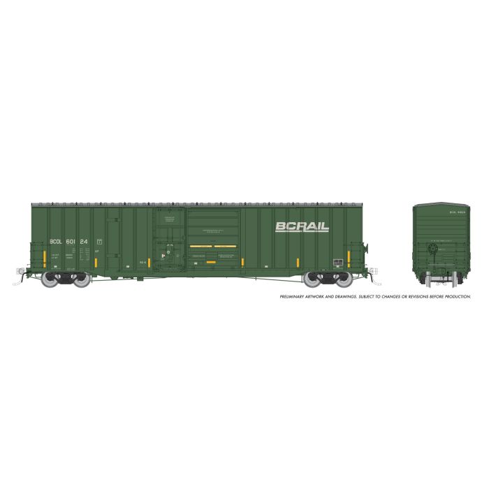 Trenton Works 6637cuft boxcar: BC Rail - faded w/conspicuity stripes: Single Car #1 - 191003A : HO