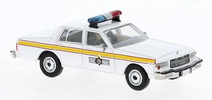 1987 Chevrolet Caprice Sedan - Assembled -- Illinois State Police (white, yellow) - 19713 : HO