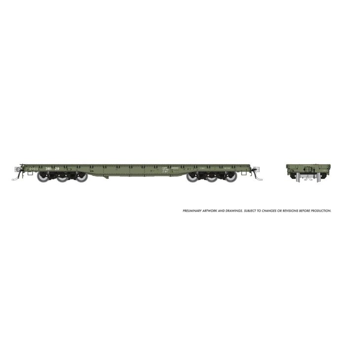 Magor 54' Flatcar: DODX - Early Patch - 199002A : HO