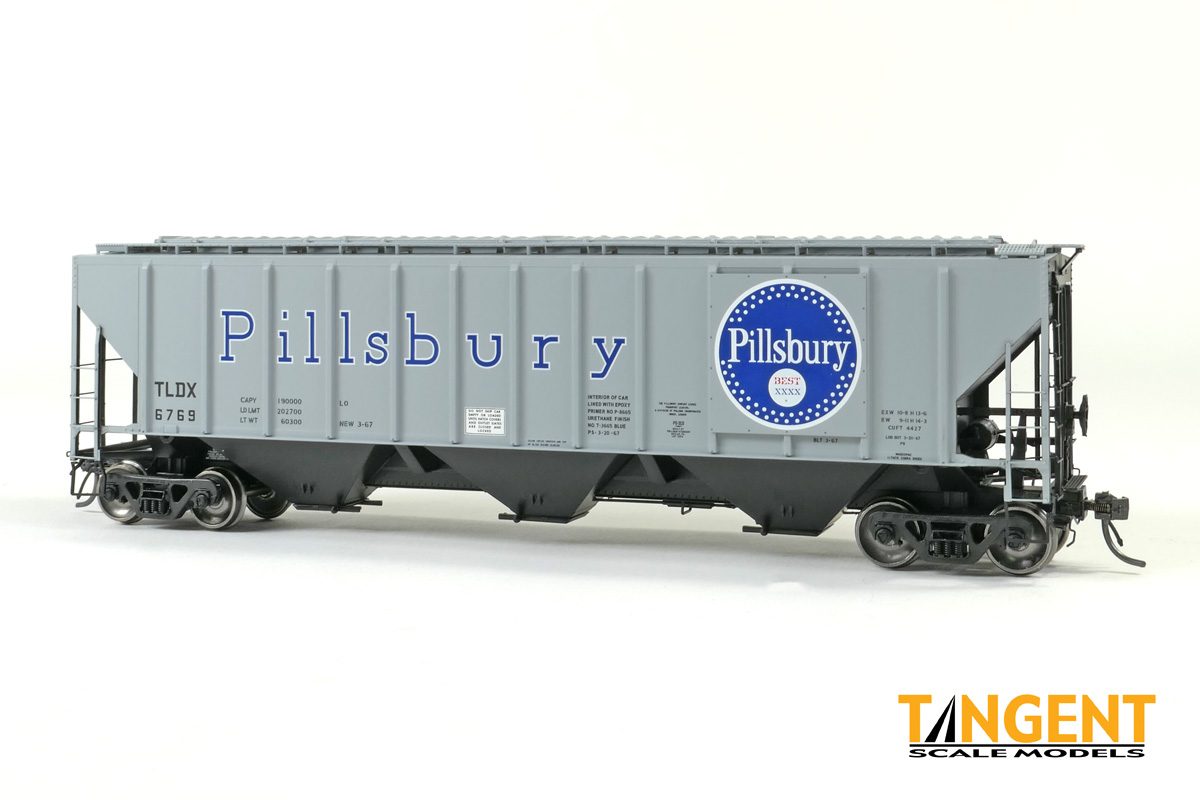 PS4427 High Side 3-Bay Covered Hopper Pillsbury TLDX 6766 21040-03 : HO