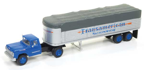 1960 Ford Tractor/Covered Wagon Trailer - TransAmerican Trucking - 31170 : HO