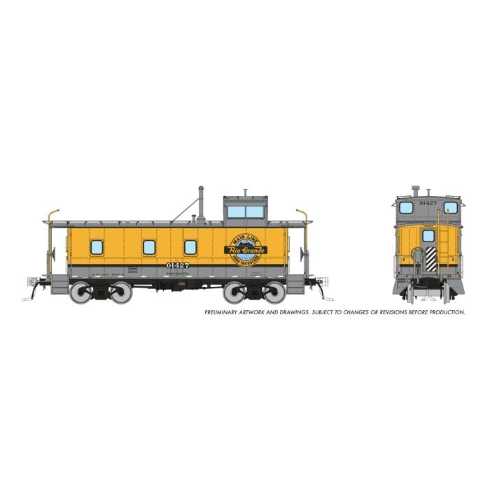 D&RGW End Cupola Steel Caboose w/ Post-War Mods: Single Stripe Scheme: #01427 - 225017 : HO