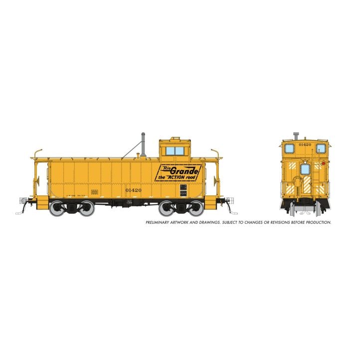 D&RGW End Cupola Steel Caboose w/ Late Mods: Action Road Scheme: #01420 - 225023 : HO