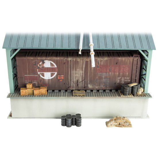 Grain Storage Building w/40' Boxcar -- Kit - Unpainted Structure - 90056010 : HO