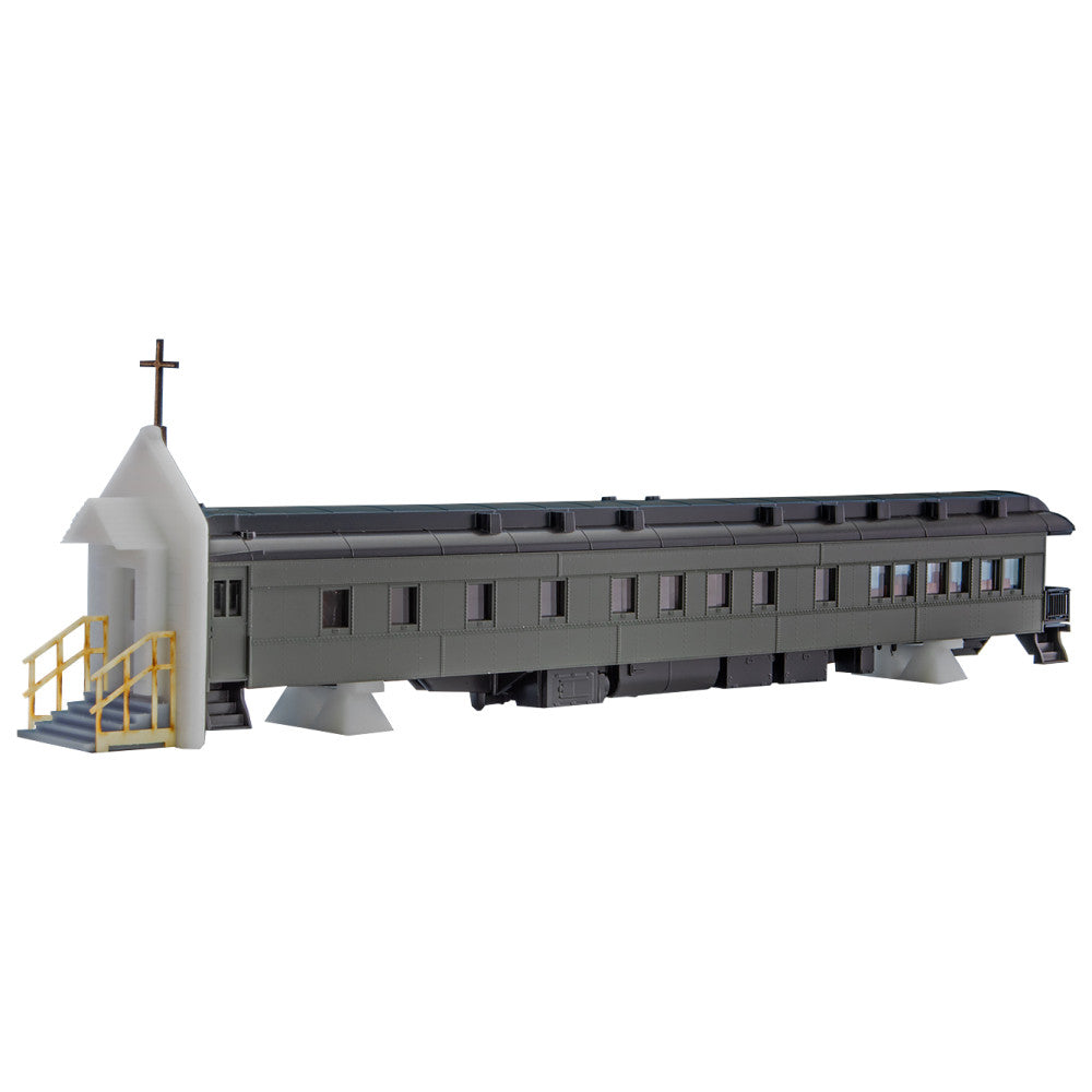 Pullman Heavyweight 3-2 Observation Chapel Car with Facade - Kit -- Pullman Green, Black with Unpainted 3D Printed Facade - 14400300 : N