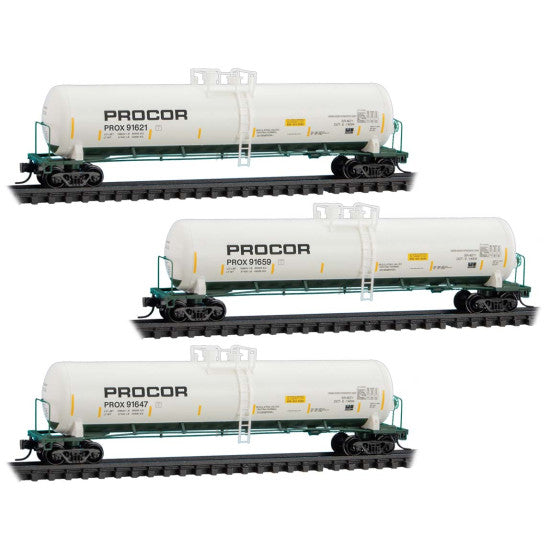 53' General Service Tank Cars Procor 3-Car Runner Pack - 98300234 : N