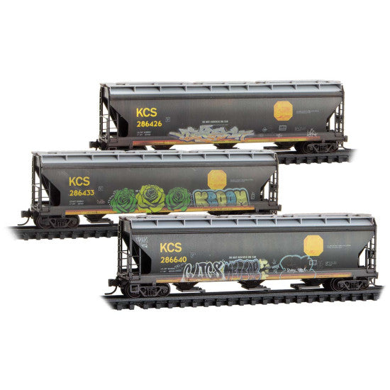 3-Bay Covered Hoppers KCS Weathered 3-Pack - 98305097 : N