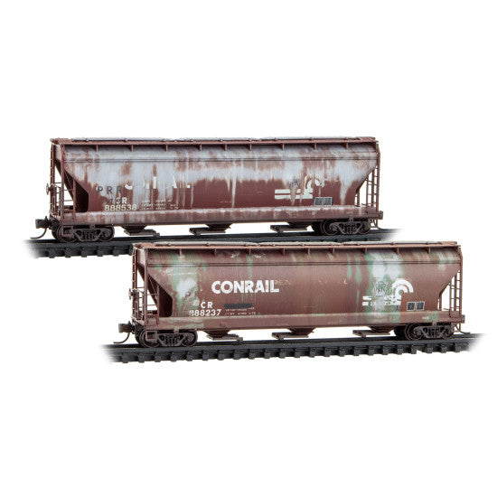 3-Bay Covered Hoppers Conrail ex-Pennsylvania Weathered 2-Pack - 98305102 : N