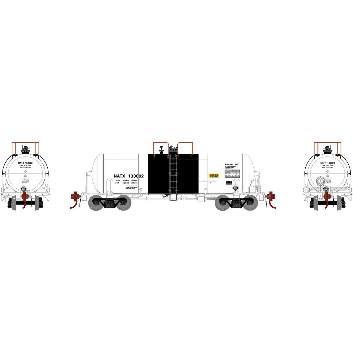 13600 Gal Acid Tank Car NATX-G25752 : HO
