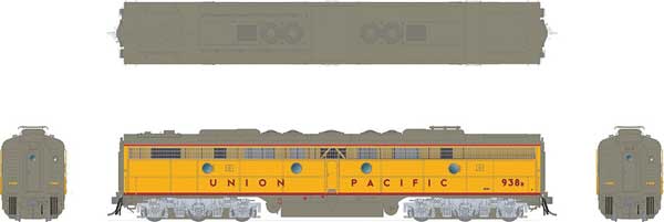 EMD E8A/B Union Pacific 940, 941B (Armour Yellow, gray, red, Nose Wings) w/ESU Loksound Sound & DCC - 28541 : HO