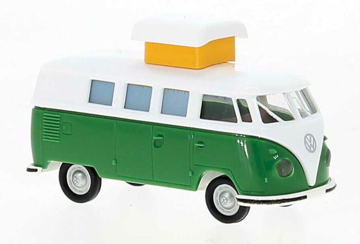 1960 Volkswagen T1b Camper Passenger Van with Roof Hatch - Green, White - 31617 : HO