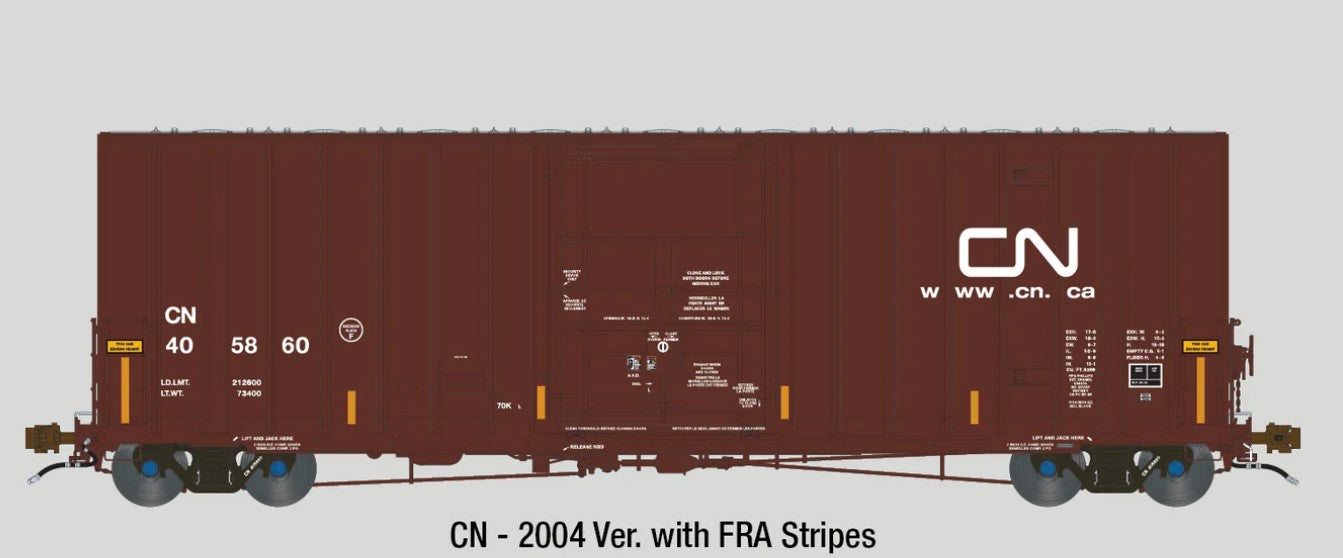 Transcona Shops 50' Plate F Boxcar 1st Run - CN 2004 Version w/ Stripes #405932 - 317017 : HO