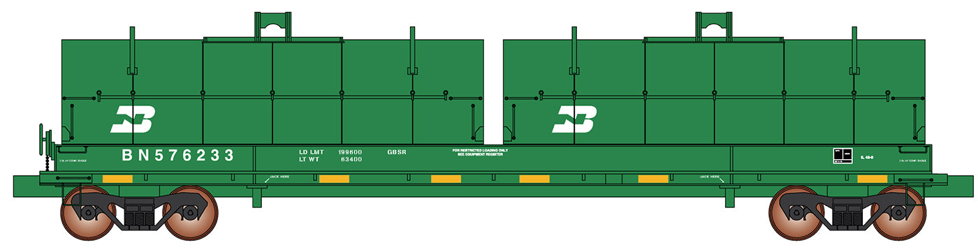 Evans 100-Ton Coil Car - BN (Ex-SLSF, Cascade Green, BN Logo) - 32567 : HO