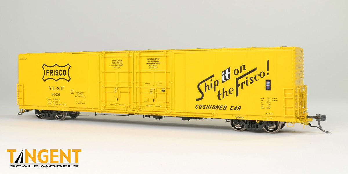 St. Louis–San Francisco Railway (SLSF) “Original Yellow 2-1969” Thrall 5,880CuFt 60′ Double Plug Door Box Car #9026 - 3401701 : HO