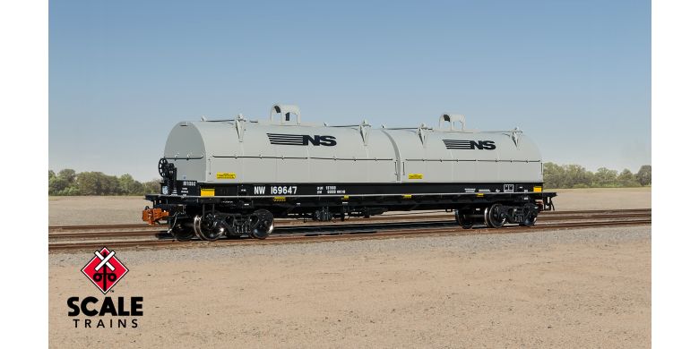 Thrall 48' 2-Hood Coil Steel Car, Norfolk & Western NW 169672 w/NS Mismatched Gray Hoods - 38509 : HO