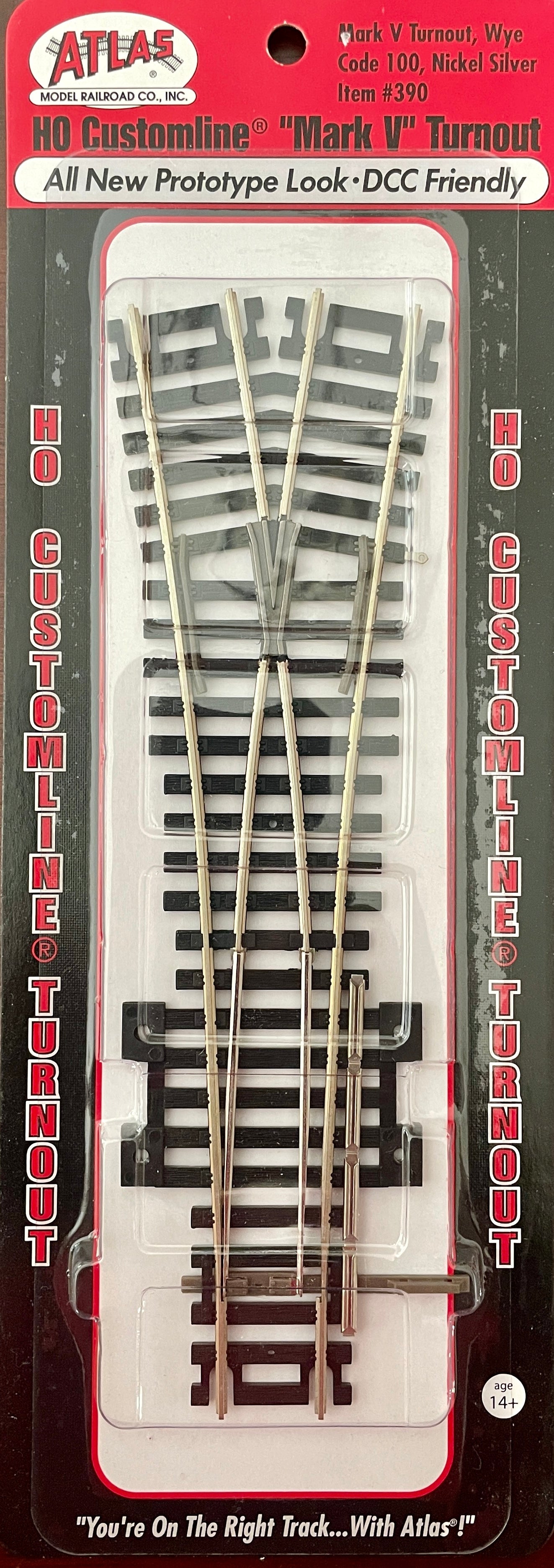 Custom Line(R) Mark V Turnout-Nickel Silver, Wye Black Ties Code 100 - 390 : HO
