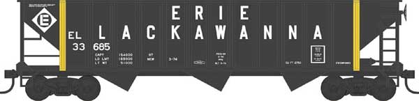 70-Ton 12-Panel 3-Bay Open Hopper Erie Lackawanna EL 33676 - 42917 : HO