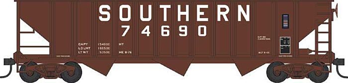 70-Ton 12-Panel 3-Bay Open Hopper - Southern Railway 74747 - 42940 : HO