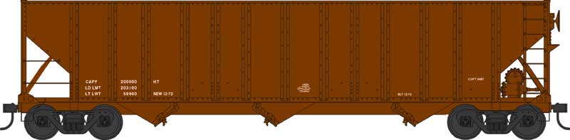 100 Ton 3-Bay Open Hopper Dimensional Data Only - 43200 : HO