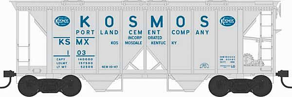 70 Ton 2-Bay Covered Hopper Kosmos Cement KSMX 103 - 43271 : HO