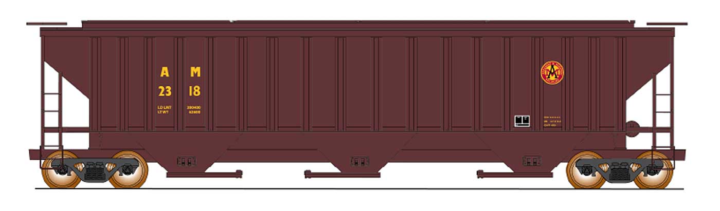 4750CF Rib-Sided 3-Bay Covered Hopper AM Brown Scheme - 453101 : HO