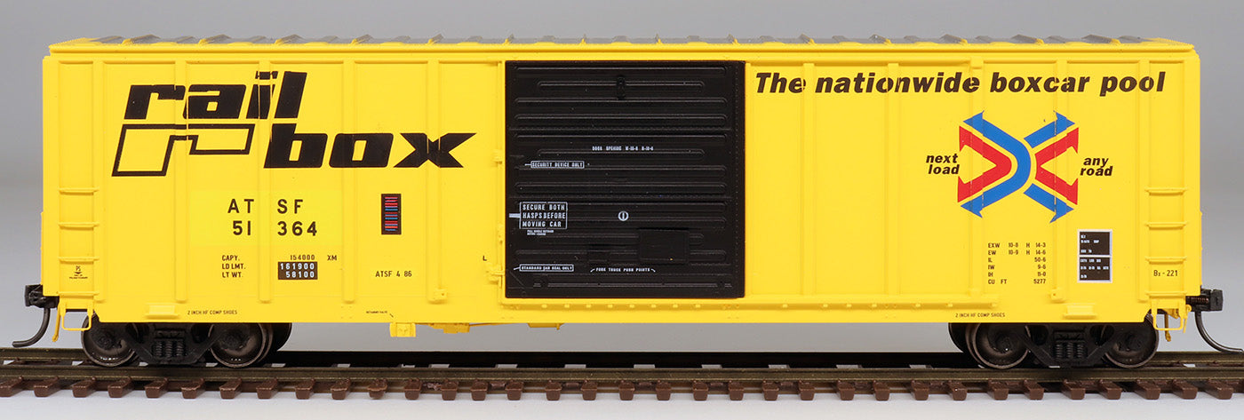 50' PS 5277 Cubic FT Exterior Post Boxcar Santa Fe Patch ATSF ex Railbox - 47521 : HO