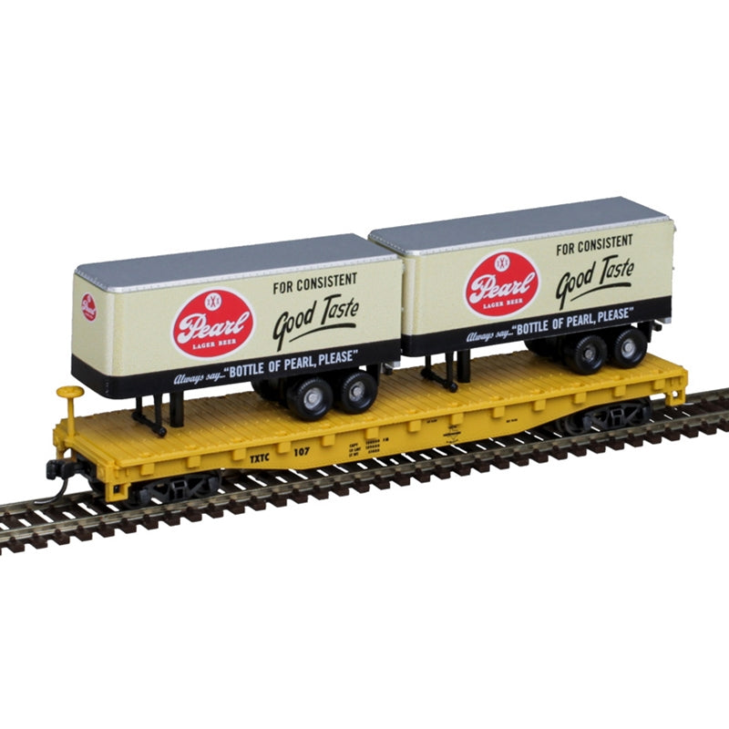 TRAINMAN 50' FLAT CAR W/2 TRAILERS PEARL / TXTC #107 - 50006512 : N