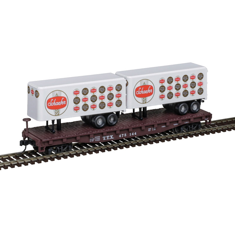 TRAINMAN 50' FLAT CAR W/2 TRAILERS SCHAEFER / TTX #475144 - 50006516 : N
