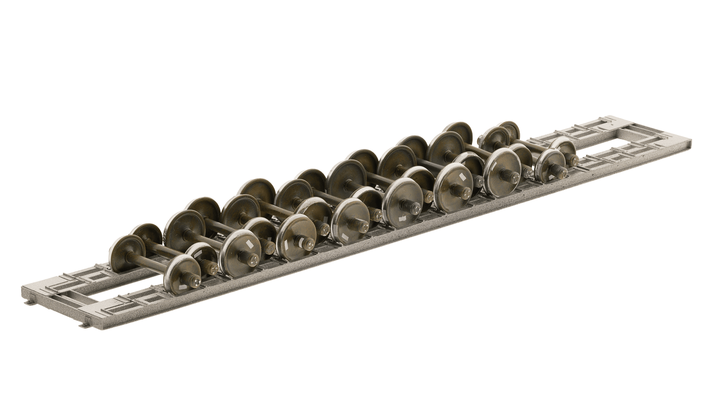 50 ft Wheel Rack with 16 Wheelsets, Painted MOW Silver- ZZ03018 : HO