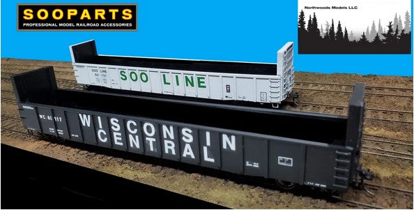 61' Thrall Pulpwood Gondola w/no grab irons & SOO & WC Decals - Undecorated KIT - 230802 : HO