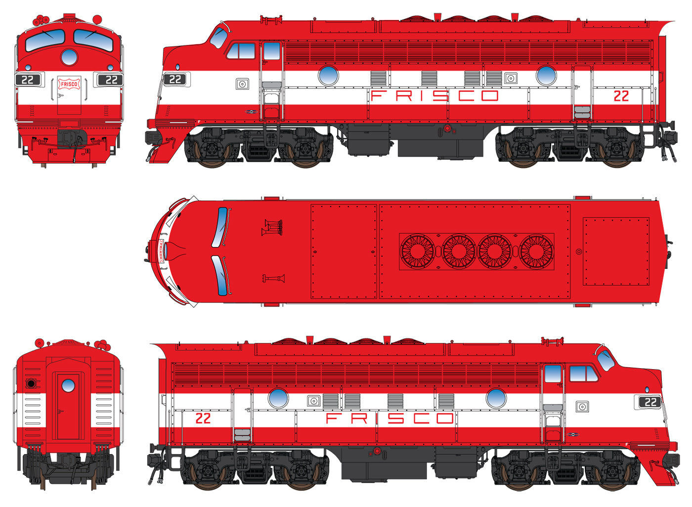 EMD F7A Frisco SLSW 22, DCC Ready (Orange and White) - 69264-01 : N