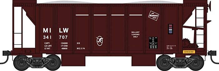 70-Ton 2-Bay Ballast Hopper with Side Chutes (Ballast Gates) - Ready to Run -- Milwaukee Road #341739 - 43674 : HO