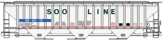 PS 3-Bay Covered Hopper Soo Line-ICE (Patched) #50176 Kit - 81571 : HO