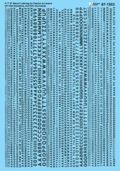 Alphabet & Numbers - 4, 7 & 8" Stencil Lettering -- Black - 871303 : HO