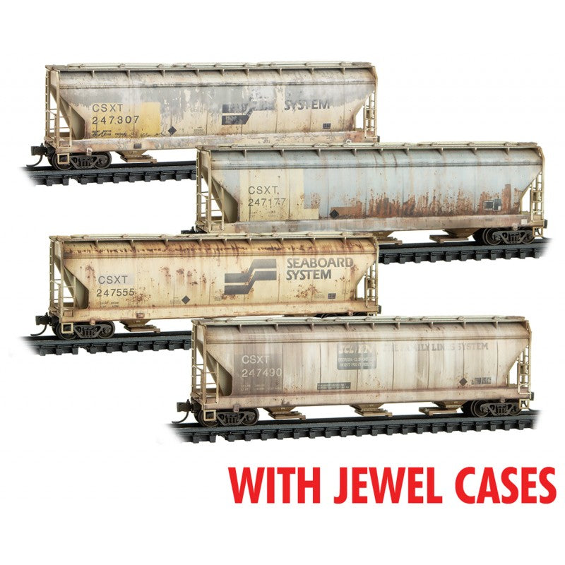 3-Bay Covered Hopper CSXT/ex-Family Lines Weathered 4-Pack - 98305071 : N