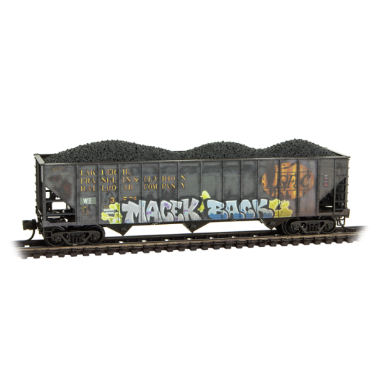 100-Ton 3-Bay Open Hopper, Rib Sides, w/ Coal Load Wheeling & Lake Erie Weathered 2-Pack - 983105112 : N