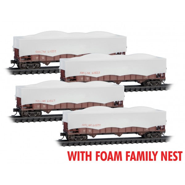 100-Ton 3-Bay Ribside Open Hopper w/Tarp Cover Soo Line SOO 60867, 60839, 60825, 60809 - 99302239 : N